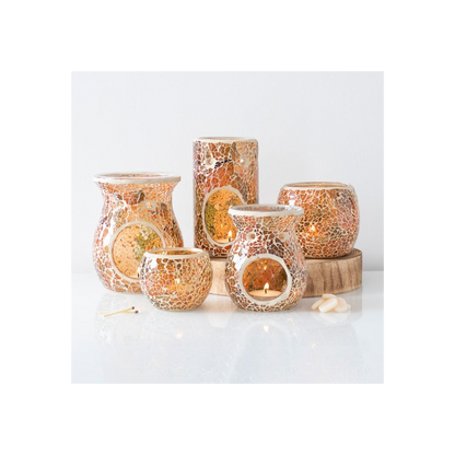 N/A Pillar Brown Crackle Oil Burner and Wax Warmer -
