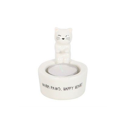 N/A Warm Paws, Happy Heart Cat Tealight Holder -