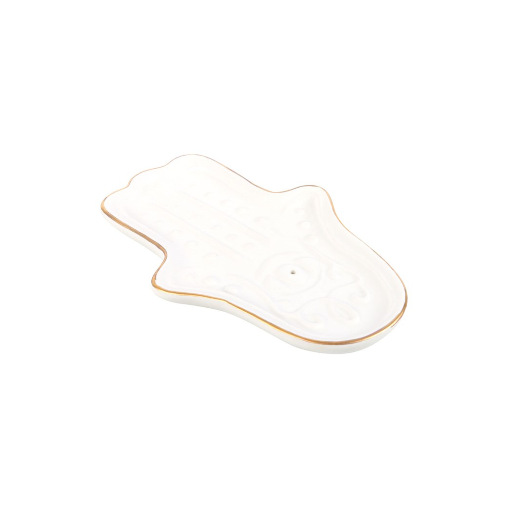 N/A White Hamsa Hand Incense Stick Holder -