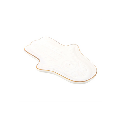 N/A White Hamsa Hand Incense Stick Holder -