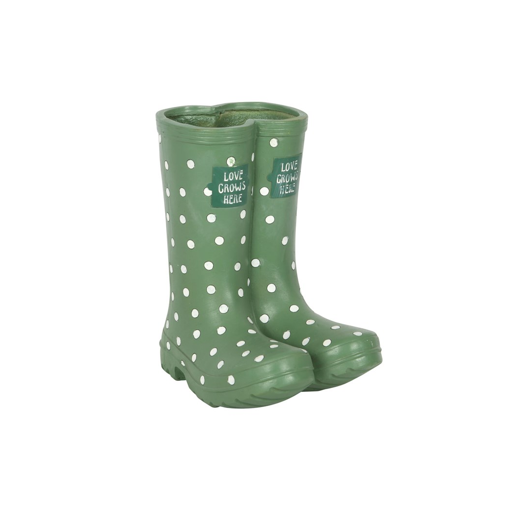 Charming Light Green Welly Boot Planter - A Whimsical Touch for Your Garden