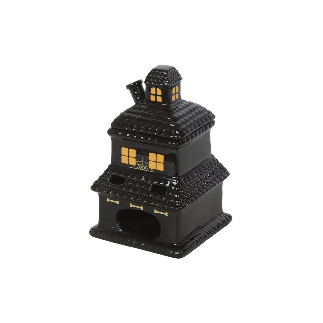 N/A Black Haunted House Oil Burner and Wax Warmer -