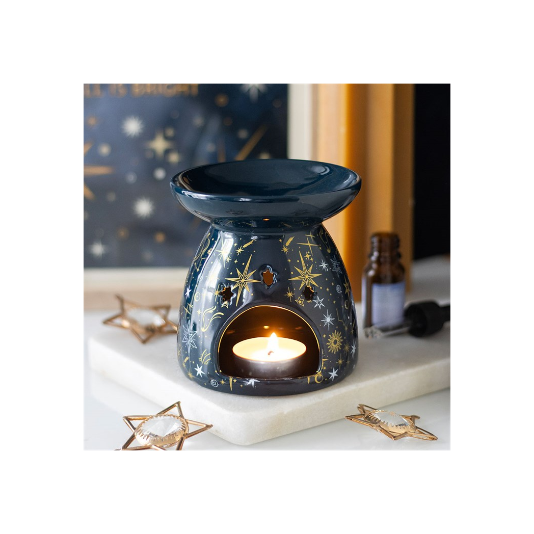 N/A Blue Starry Night Oil Burner and Wax Warmer -