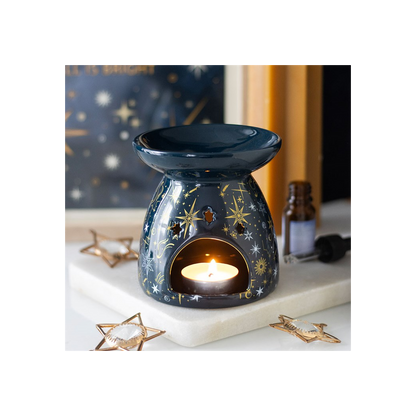 N/A Blue Starry Night Oil Burner and Wax Warmer -