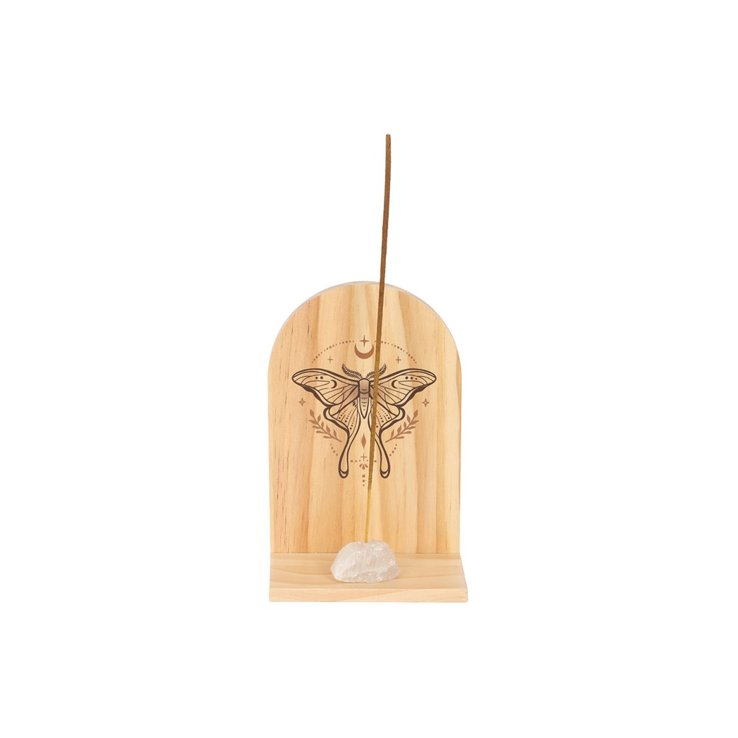 N/A Natural Luna Moth Wooden Incense Holder Shelf -