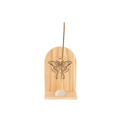 N/A Natural Luna Moth Wooden Incense Holder Shelf -