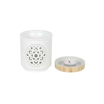 N/A White Mandala Cut Out Oil Burner -