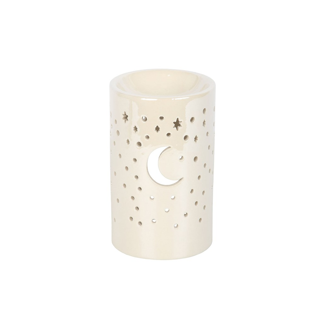 N/A Iridescent White Moon Pillar Oil Burner -
