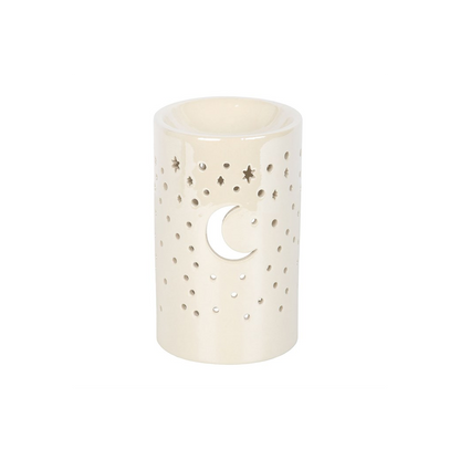 N/A Iridescent White Moon Pillar Oil Burner -