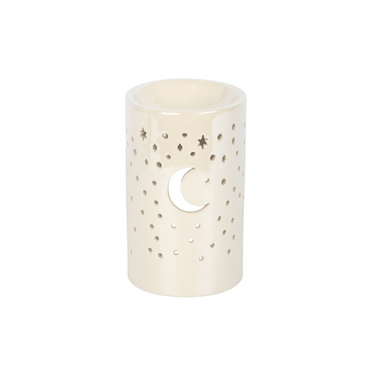 N/A Iridescent White Moon Pillar Oil Burner -