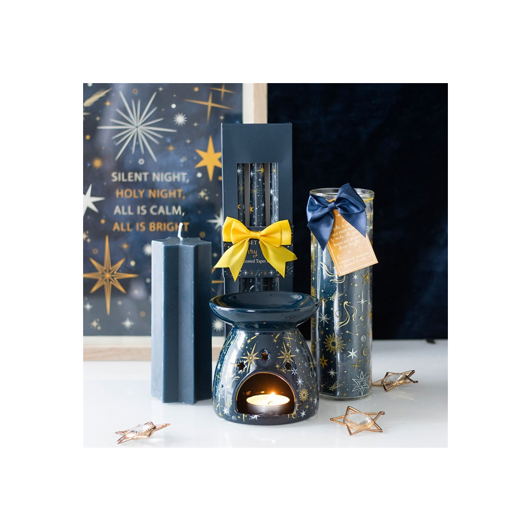 N/A Blue Starry Night Oil Burner and Wax Warmer -