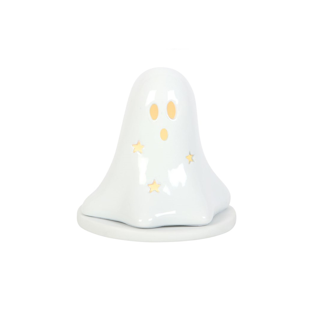 N/A Ceramic Ghost Tealight and Incense Cone Holder -