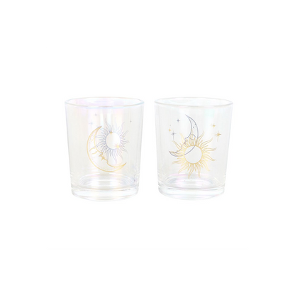 N/A Iridescent Sun and Moon Votive Candle Holders -