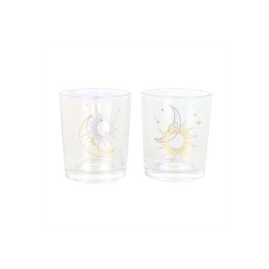 N/A Iridescent Sun and Moon Votive Candle Holders -