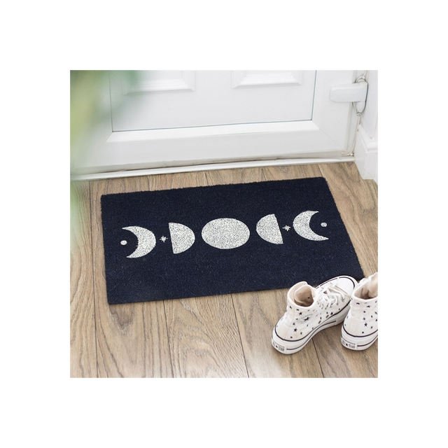 Dark Blue Moon Phase Doormat: Welcome Guests Under a Celestial Sky