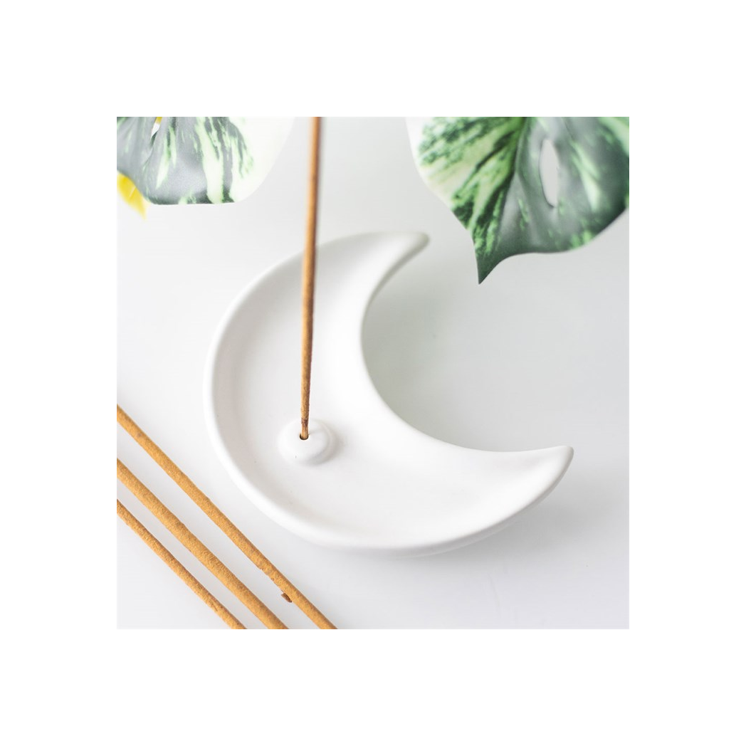 N/A White Crescent Moon Incense Stick Holder -