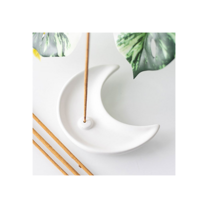 N/A White Crescent Moon Incense Stick Holder -