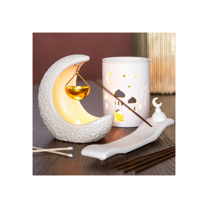 N/A Geometric Crescent Moon Incense Ash Catcher -