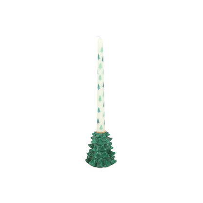 N/A Green Fir Tree Candle Holder with Taper Candle -