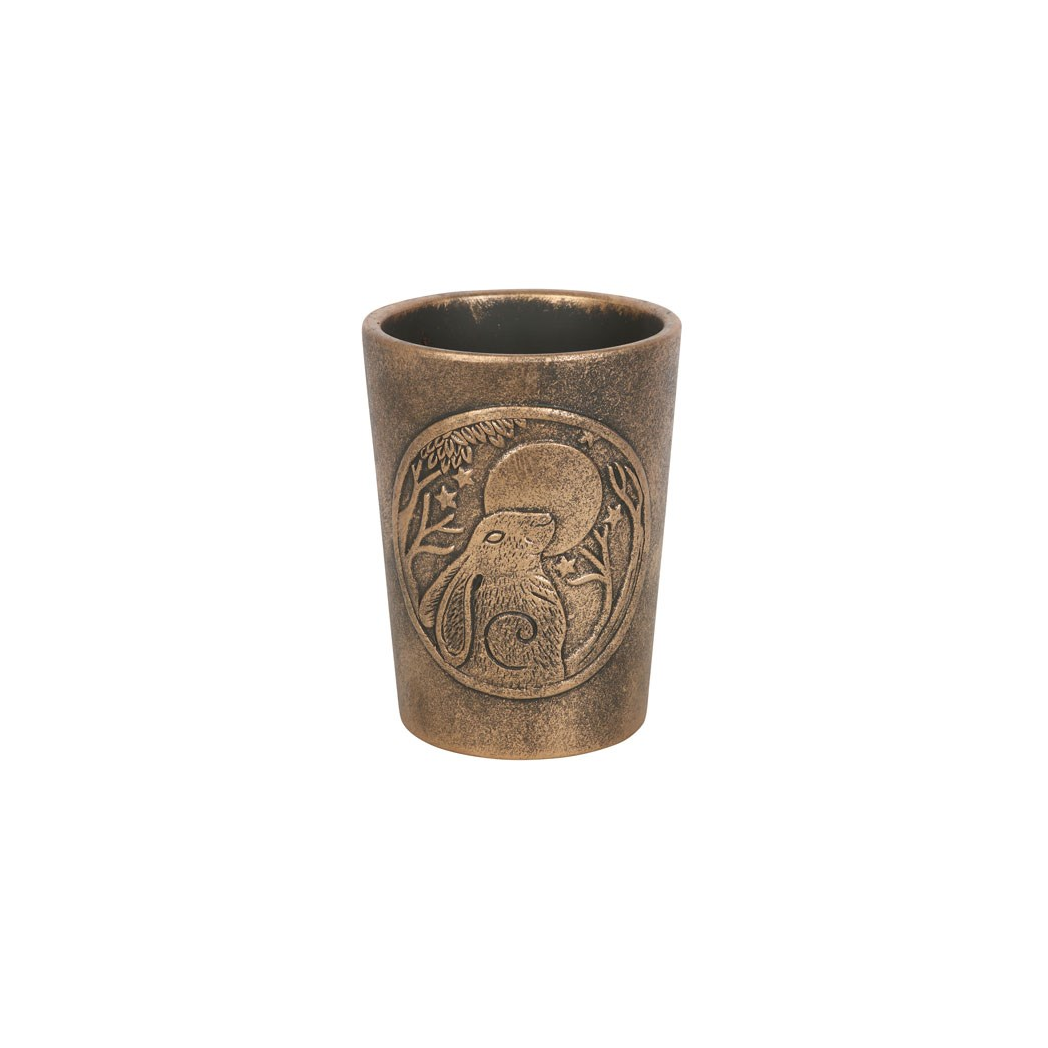 Moon Gazing Hare Plant Pot – Antiqued Bronze Terracotta by Lisa Parker