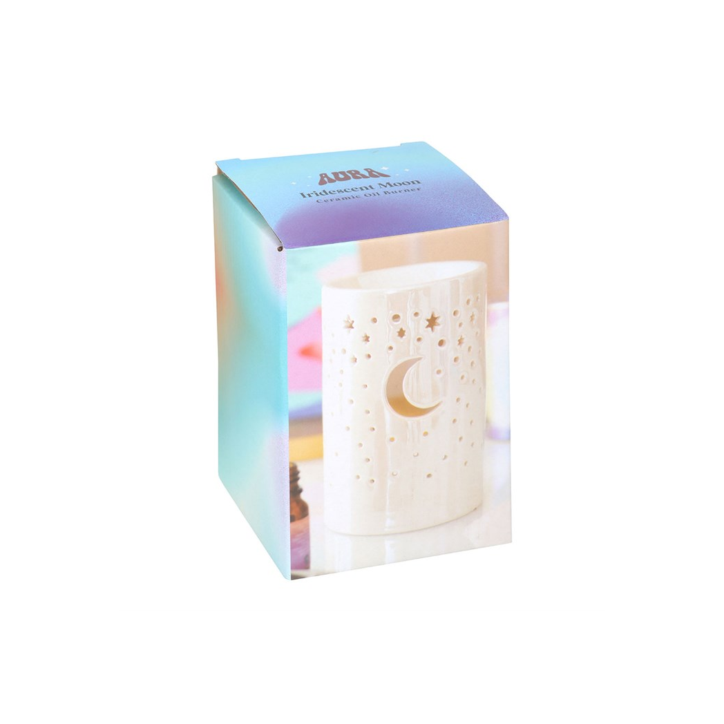 N/A Iridescent White Moon Pillar Oil Burner -