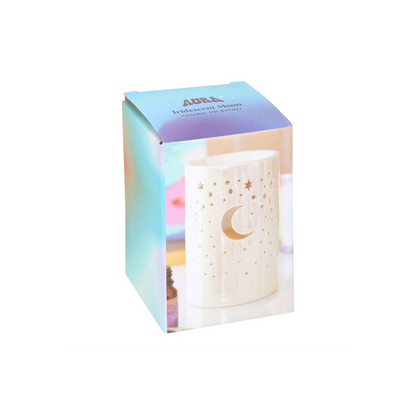 N/A Iridescent White Moon Pillar Oil Burner -