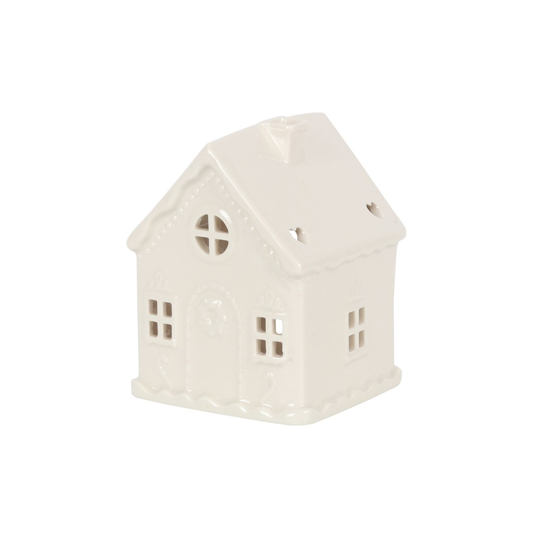 N/A White Gingerbread House Tealight Holder -