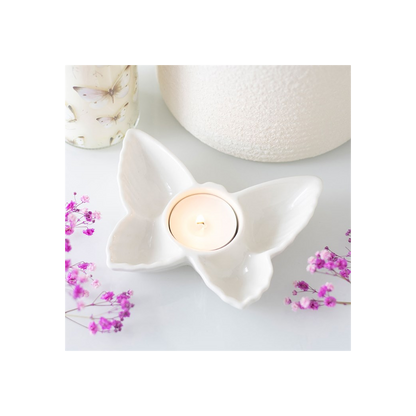 N/A White Butterfly Tealight Candle Holder -