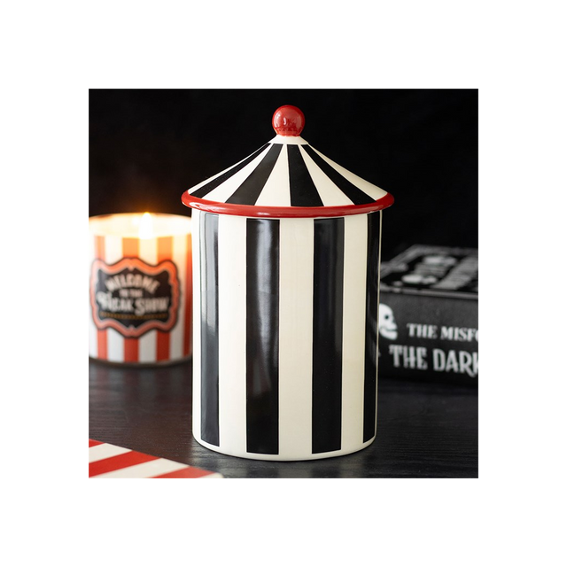Black Striped Circus Tent Storage Jar