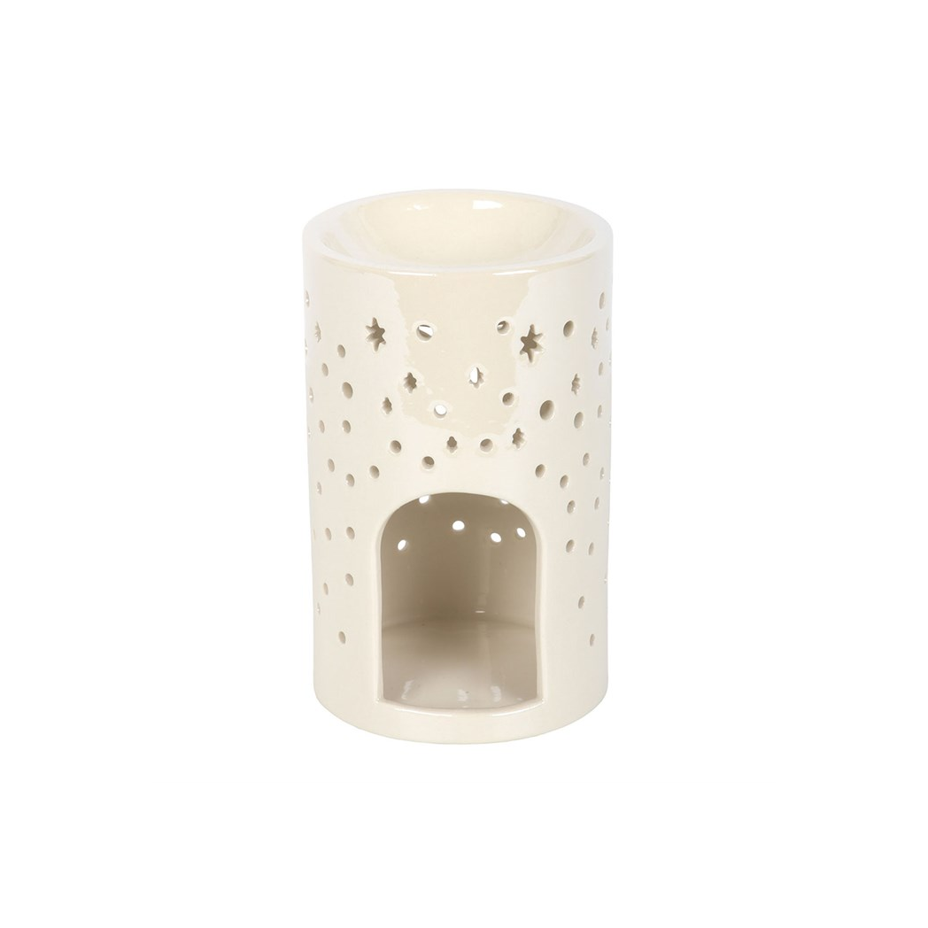 N/A Iridescent White Moon Pillar Oil Burner -