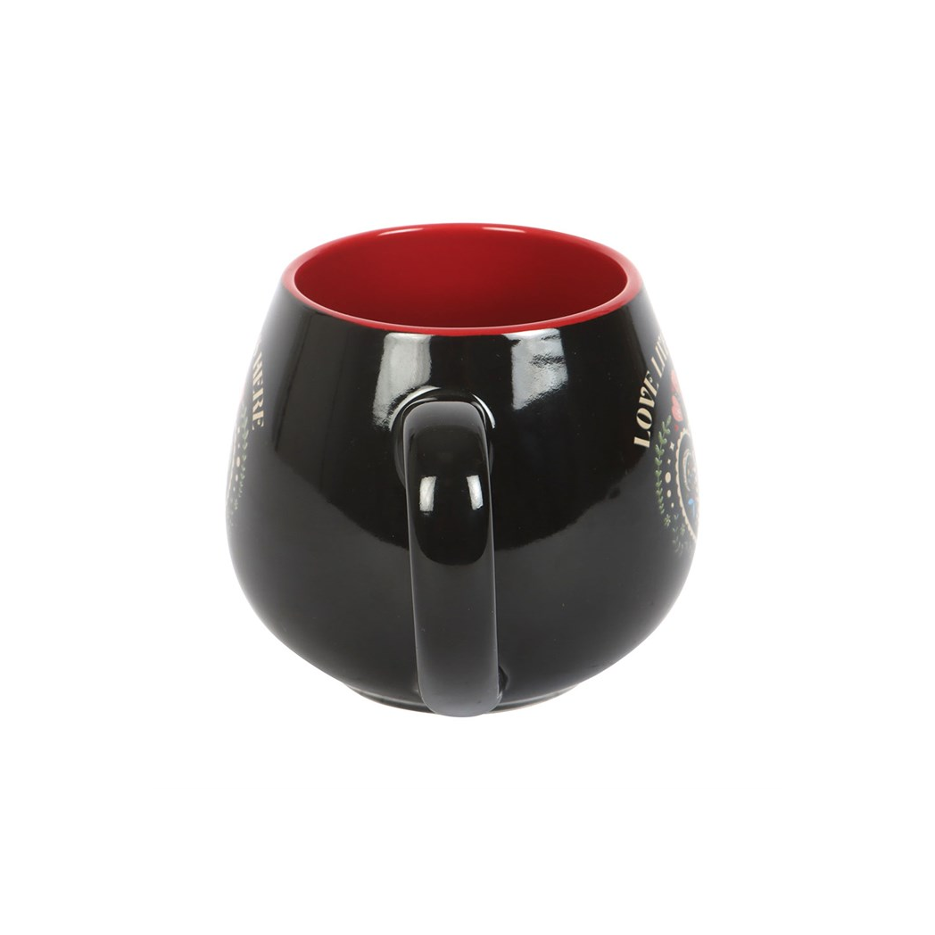 Love Lives Here Folk Heart Rounded Mug