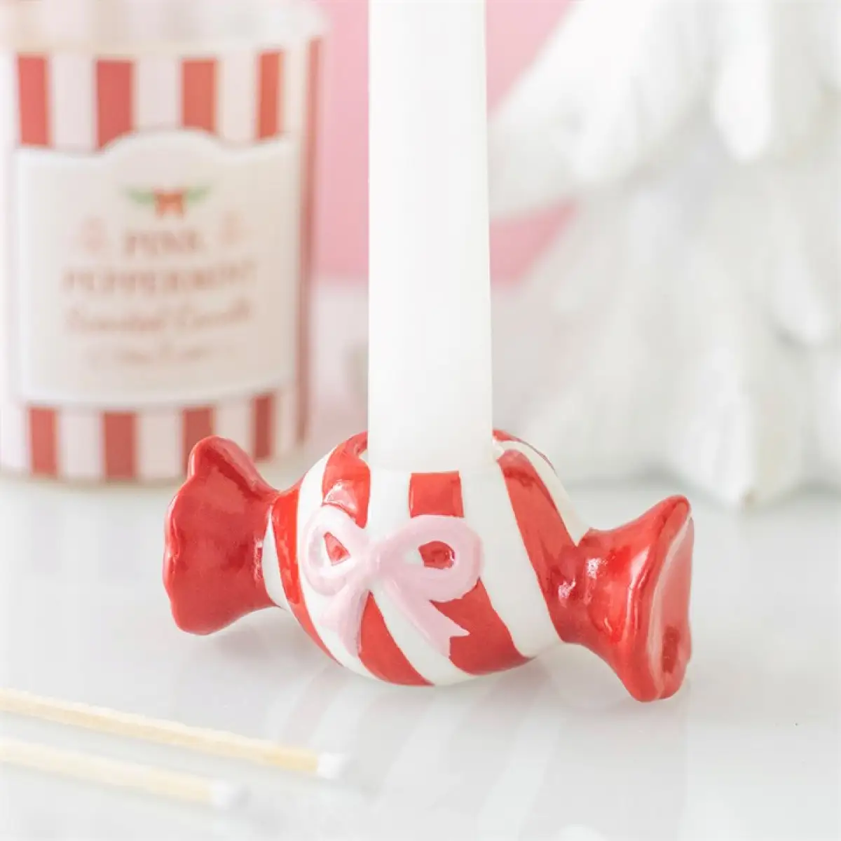 N/A Christmas Candy Taper Candle Holder -