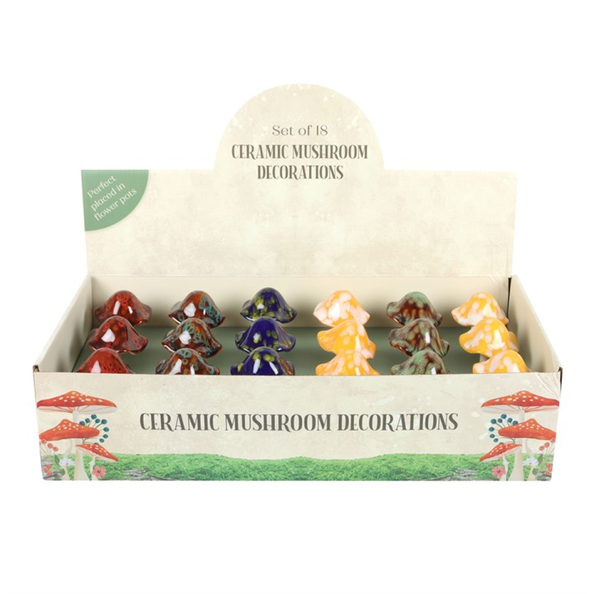 Charming Ceramic Mushroom Plant Pot Decorations Set of 18 for Whimsical Indoor and Outdoor Greenery