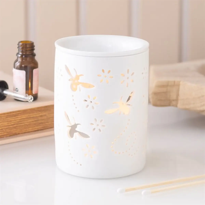 N/A White Bee and Flower Cut Out Oil Burner and Wax Warmer -