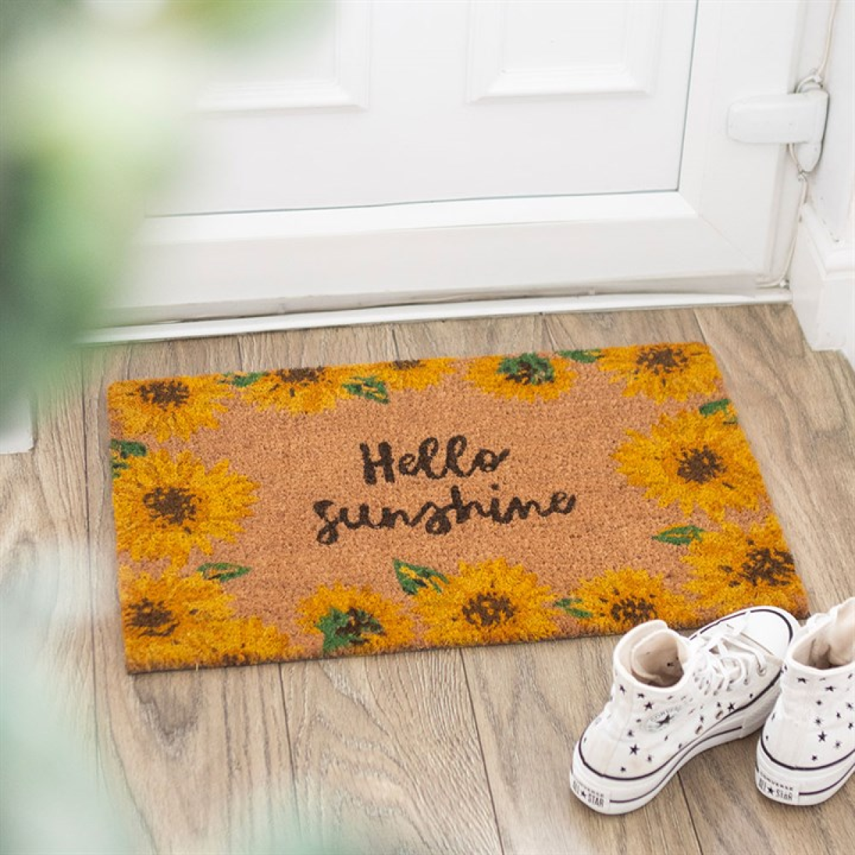 Hello Sunshine Sunflower Doormat - Brighten Your Entryway with Cheerful Charm
