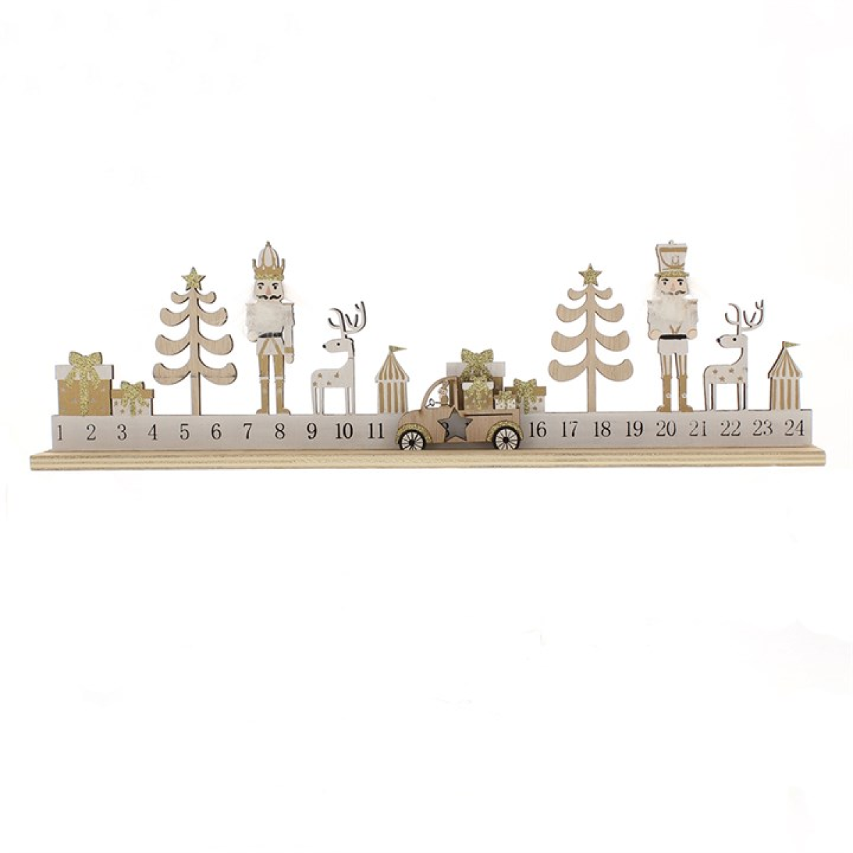 Make Every Day Magical with Our 45cm Gold Wooden Advent Calendar