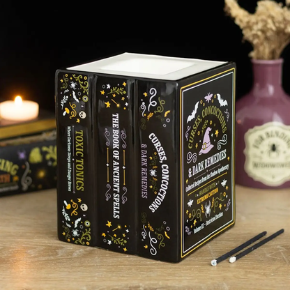 N/A Witch's Apothecary Book Shaped Oil Burner and Wax Warmer -