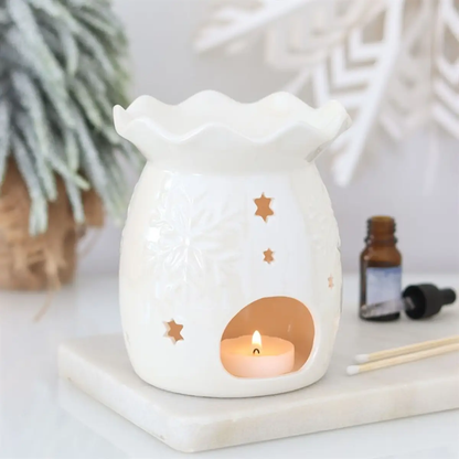N/A Iridescent White Snowflake Oil Burner and Wax Warmer -