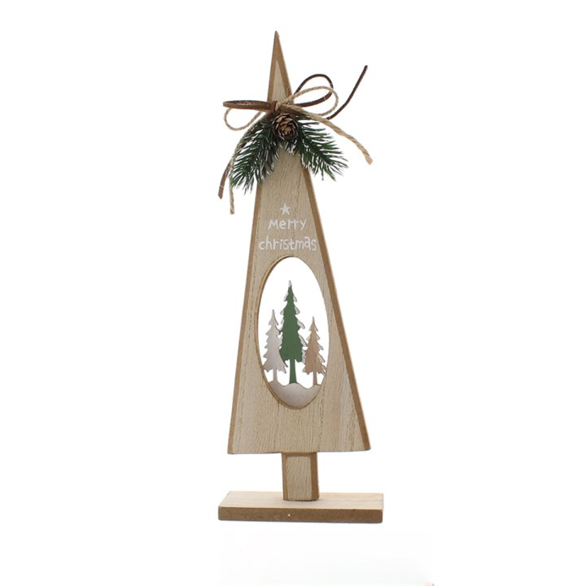 Charming 22cm Wooden Tree Ornament for Enchanting Holiday Decor