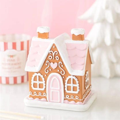 N/A Pink Gingerbread House Incense Cone Burner -