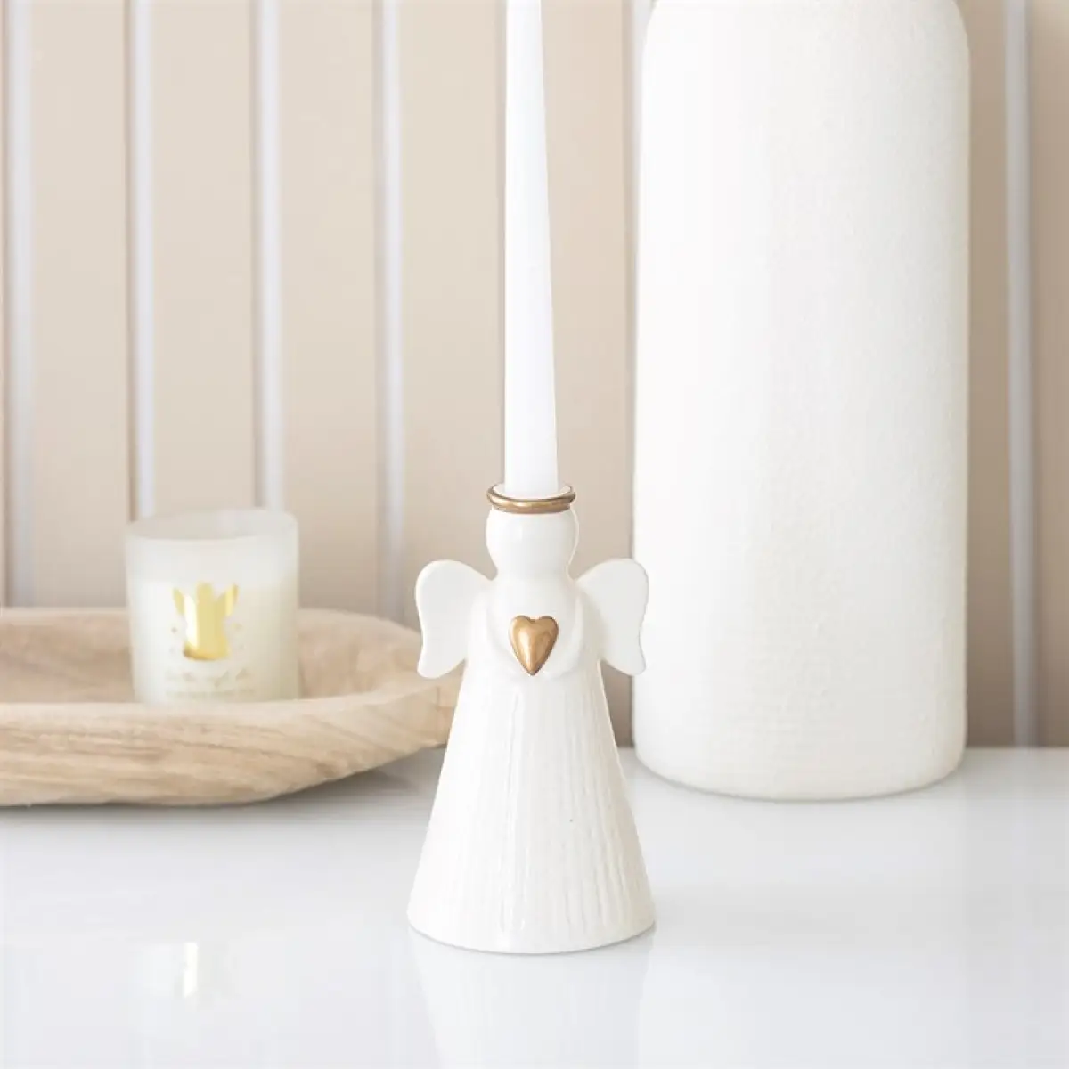 N/A Heart Angel Taper Candle Holder -